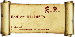 Rodler Miklós névjegykártya